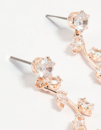 Rose Gold Diamante Leaf Dainty Drop Earrings - link has visual effect only