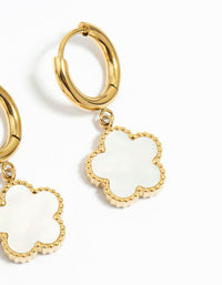 Waterproof Gold Plated Stainless Steel Cubic Zirconia Petal Earrings 2-Pack - link has visual effect only
