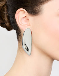 Silver  Large Curved Drop Earrings - link has visual effect only