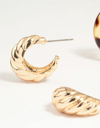 Gold & Tortoiseshell Hoop Earrings 3-Pack - link has visual effect only