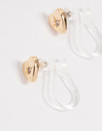 Gold Cubic Zirconia Heart Ear Cuff 4-Pack - link has visual effect only