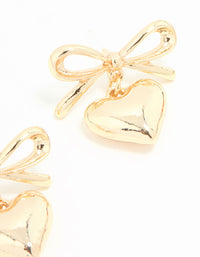 Gold Bow & Heart Stud Earrings - link has visual effect only