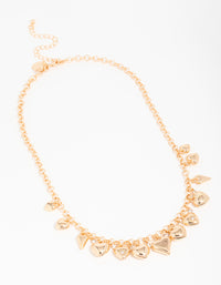 Gold Diamante Heart Charm Necklace - link has visual effect only