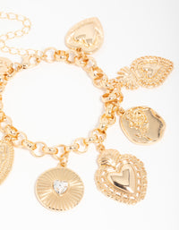 Gold Heart Charm Bracelet - link has visual effect only