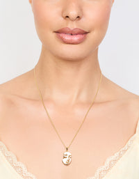 Gold Face Pendant Necklace - link has visual effect only