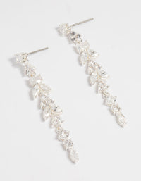 Silver Plated Cubic Zirconia Alternating Vine Linear Drop Earrings - link has visual effect only