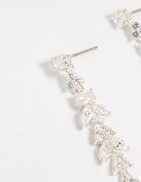 Silver Plated Cubic Zirconia Alternating Vine Linear Drop Earrings - link has visual effect only