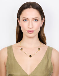 Gold Plated Cubic Zirconia Black Flower Pendant Necklace - link has visual effect only