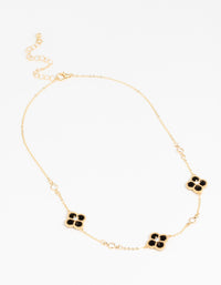 Gold Plated Cubic Zirconia Black Flower Pendant Necklace - link has visual effect only