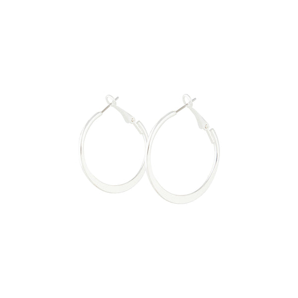 Silver Flat Edge Hoop Earrings