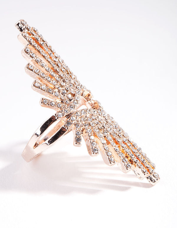 Rose Gold Diamante Burst Ring