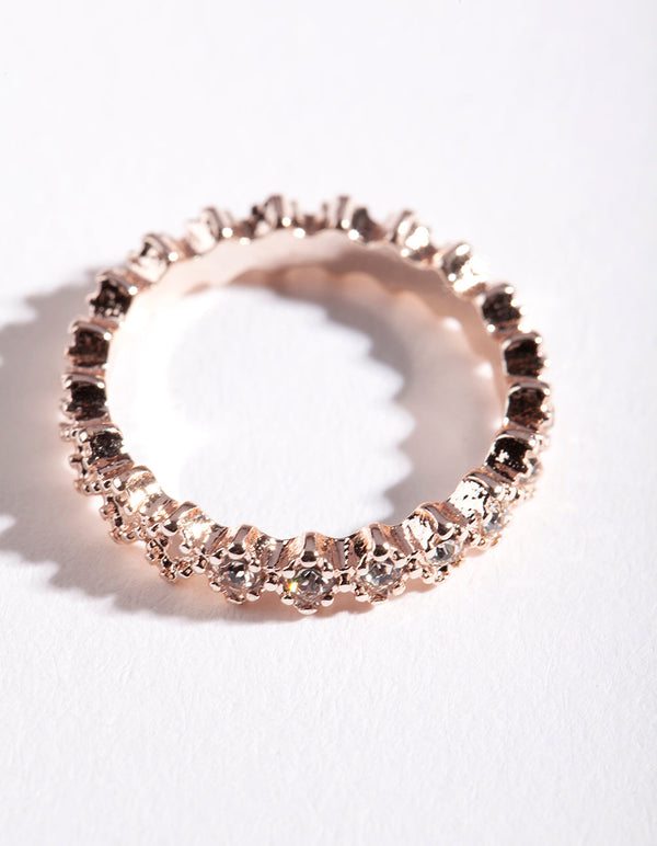 5) Lovisa Rose Gold Band Stackable Rings - Size M/L