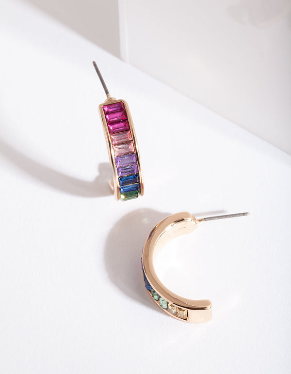 Rainbow hoop store earrings