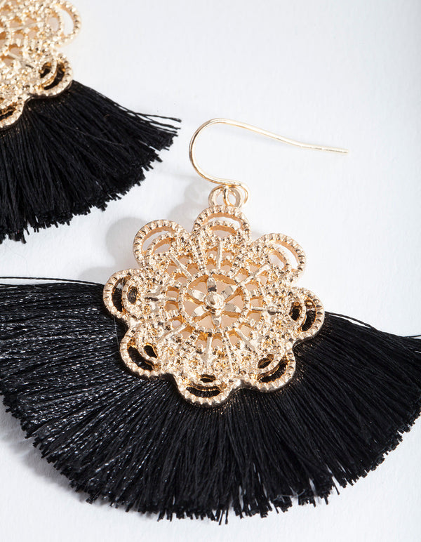 Lovisa Gold/ black tassel earrings