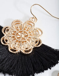 Black & Gold Tassel Earrings - link has visual effect only