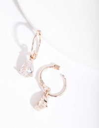 Rose Gold Cubic Zirconia Teardrop Hoop Earrings - link has visual effect only