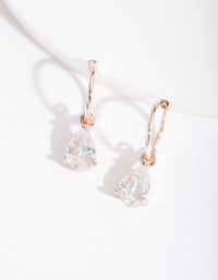 Rose Gold Cubic Zirconia Teardrop Hoop Earrings - link has visual effect only