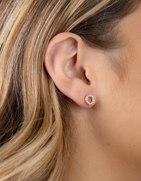 Open Circle Diamond Stud Earrings set in 9ct Gold  LeGassick