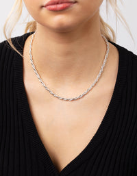 Silver Plated 40cm Rope Chain Necklace - link has visual effect only