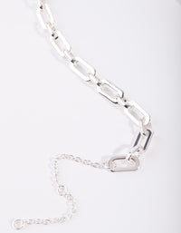 Silver Rectangle Chain Bracelet - link has visual effect only