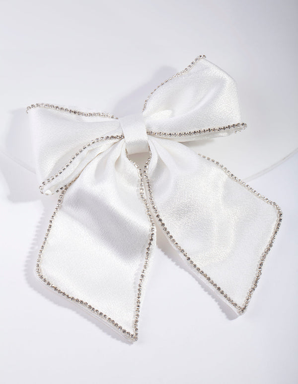 White Ribbon Bow Clip - Lovisa