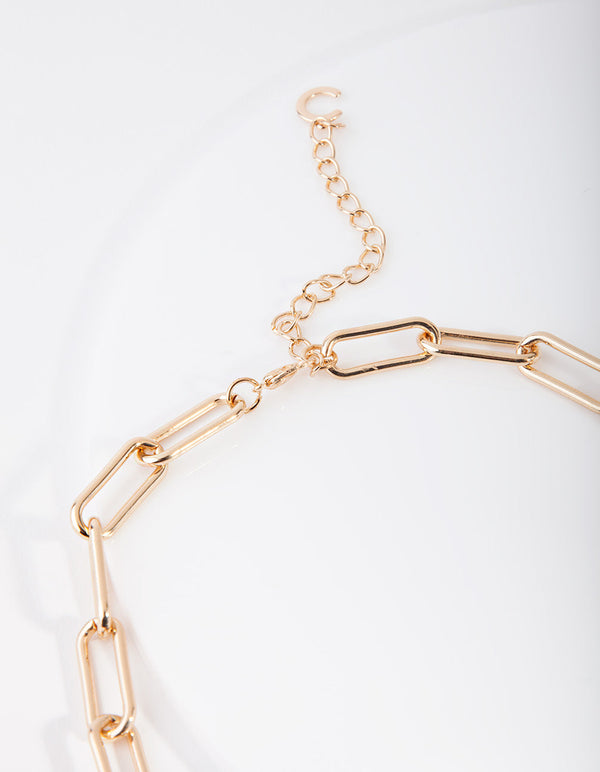Devon Leigh Gold-Plate Small Rectangle Chain Necklace | Neiman Marcus