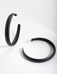 Black Coated Metal Hoop Earrings - link has visual effect only