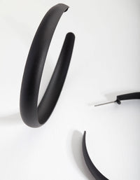 Black Coated Metal Hoop Earrings - link has visual effect only