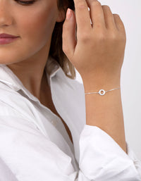 Sterling Silver Open Circle Toggle Bracelet - link has visual effect only