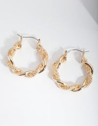 Gold Textured Twist Hoop Earrings - link has visual effect only