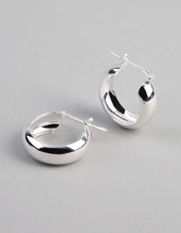 Sterling Silver Small Wide Hoop Earrings