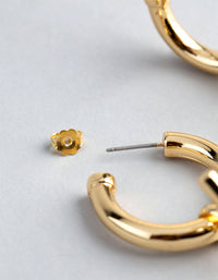 18ct Gold Plated Brass Fob Charm Hoop Earrings - link has visual effect only