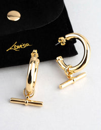 18ct Gold Plated Brass Fob Charm Hoop Earrings - link has visual effect only