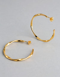 Gold Plated Sterling Silver Medium Twist Open Hoop Earrings - link has visual effect only