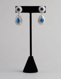 Rhodium Cubic Zirconia Crown Jewel Drop Earrings - link has visual effect only