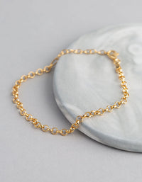 Gold Plated Sterling Silver Rolo Chain Bracelet - link has visual effect only