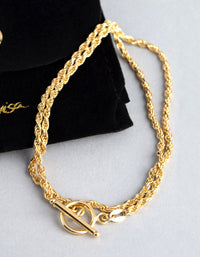 Gold Plated Sterling Silver Rope Chain T&O Wrap Bracelet - link has visual effect only