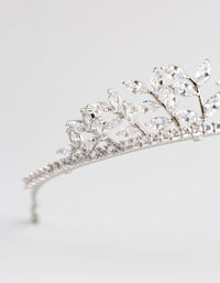 Rhodium Cubic Zirconia Navette Stone Tiara - link has visual effect only