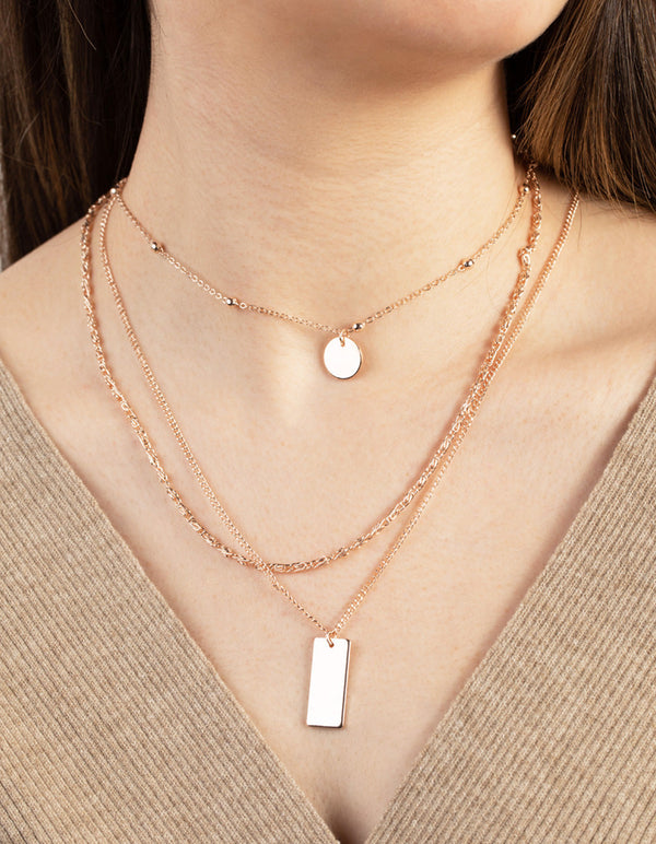 Rose gold layered sales choker necklace