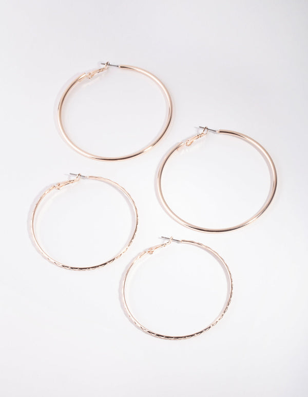 Lovisa Gold Plated Over Sterling Silver Mix Thick Hoop Earring 3 Pack