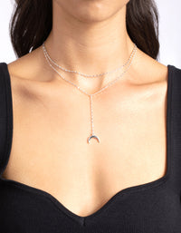 Silver Plated Double Row Moon Necklace - link has visual effect only