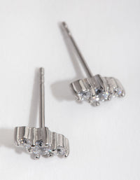 Surgical Steel Cubic Zirconia Bar Stud Earrings - link has visual effect only