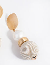 Brushed Gold Thread Wrapped Ball Drop Earrings - link has visual effect only