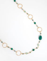 Gold & Green Crater Hoop & Bead Necklace - link has visual effect only