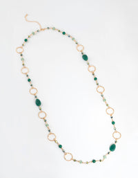 Gold & Green Crater Hoop & Bead Necklace - link has visual effect only