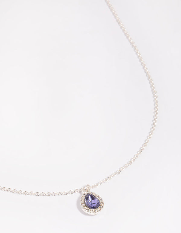 Silver Pear-Shaped Diamante Necklace