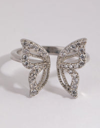 Rhodium Cubic Zirconia Butterfly Ring - link has visual effect only