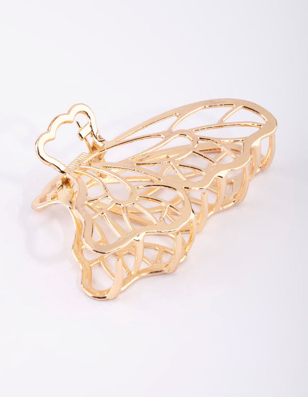 Gold Metal Butterfly Claw Clip