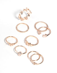 Rose Gold Pretty Leaves Ring 9-Pack - link has visual effect only