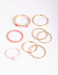 Gold Enamel Hearts Ring Pack - link has visual effect only